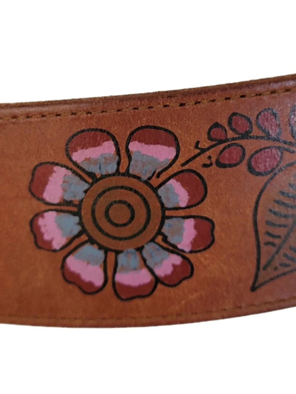 Vintage DKNY Leather Wrap Belt: Hand-Painted Floral, Fringe, Y2K Boho Western